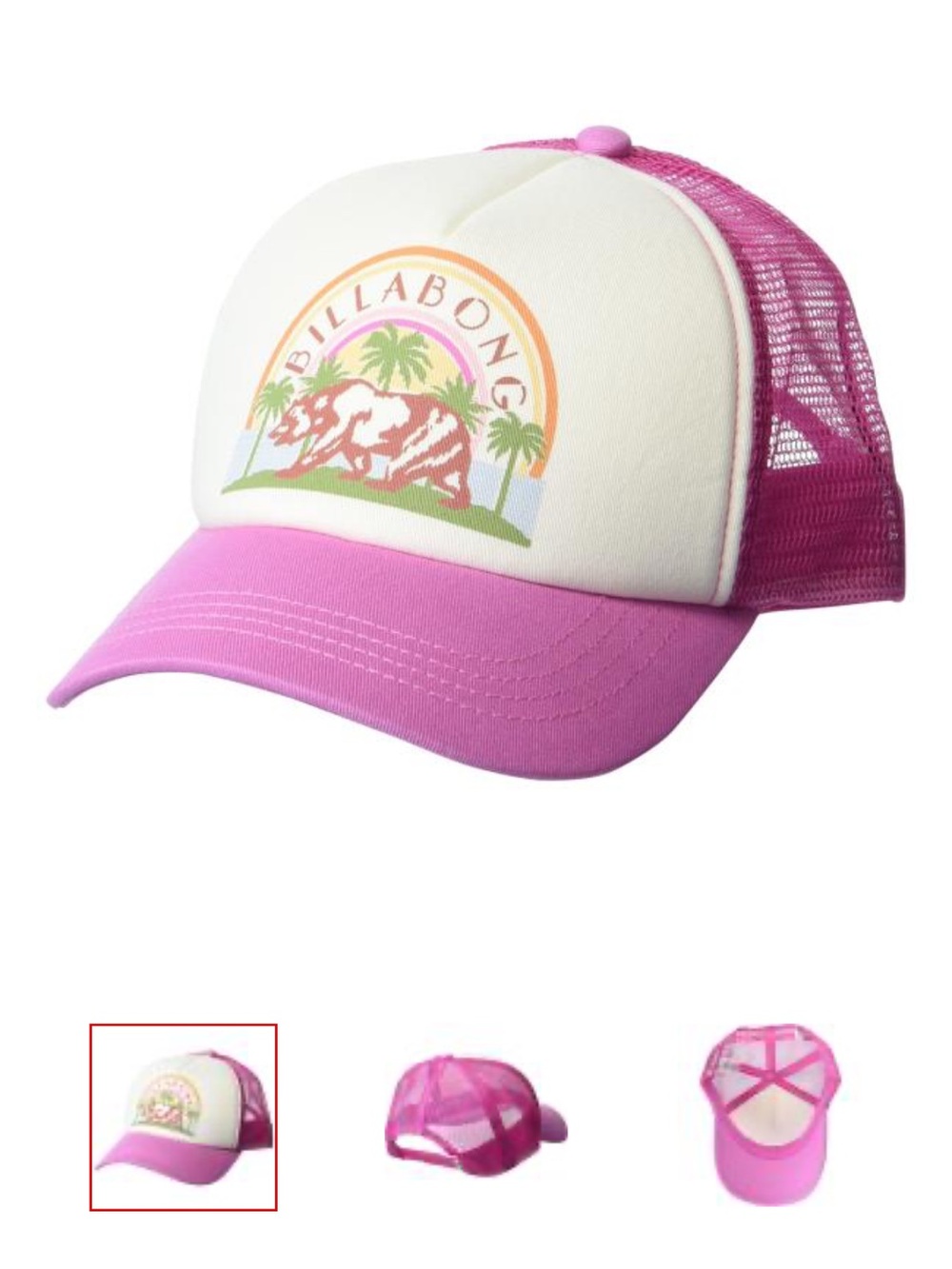Billabong Girls' Pitstop Jr Trucker Hat. Color: PARADISE PINK.